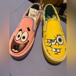 NWT SpongeBob Squarepants Pink and Yellow Cartoon Sneakers